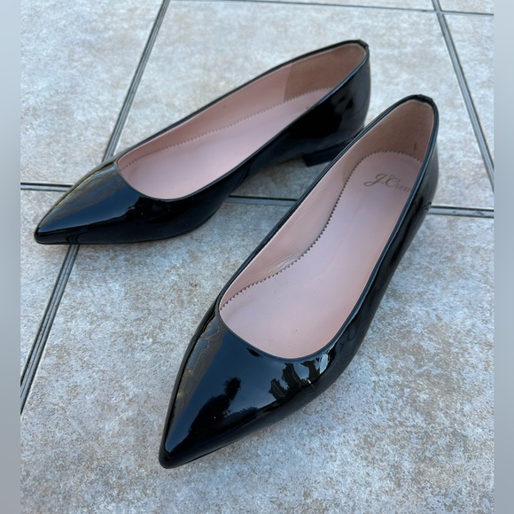 J.Crew Pointy Toe Flat in Black Paten - Picture 3 of 13